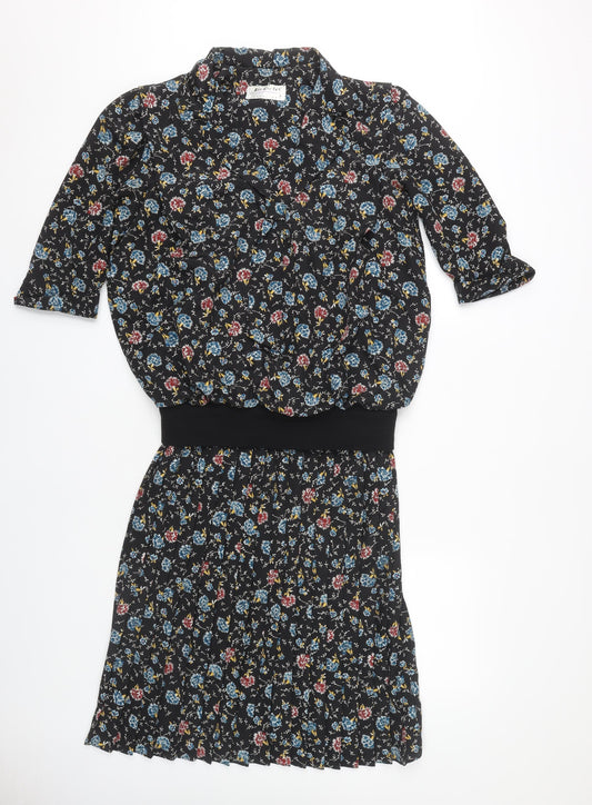 Berkertex Women's Black Floral Sheath Dress, Size 12