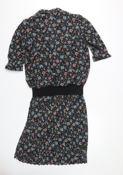 Berkertex Women's Black Floral Sheath Dress, Size 12