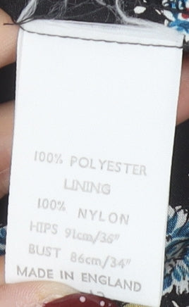 Berkertex Women's Black Floral Sheath Dress, Size 12