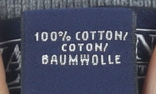 Lands' End Men's Grey Plaid Long Sleeve Polo, L