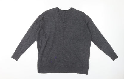 COS Men’s Grey Wool V-Neck Pullover Jumper, Medium