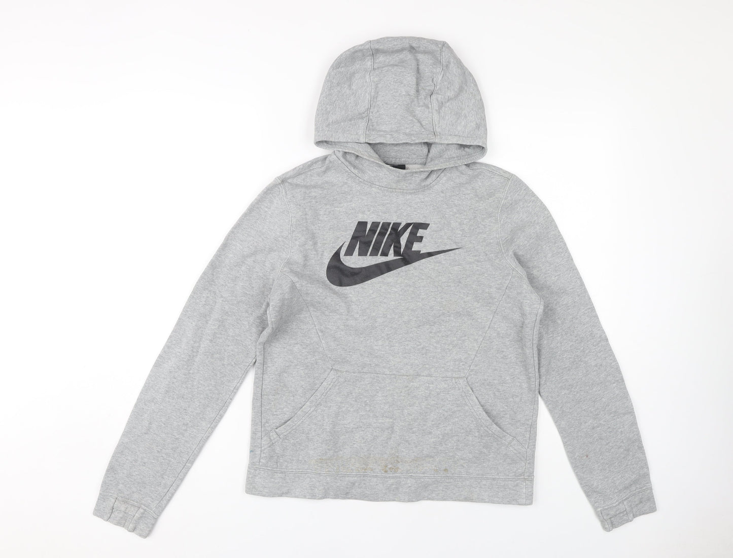 Nike Boys Grey XL Pullover Hoodie with Logo Accents