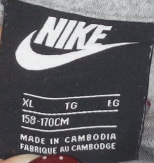 Nike Boys Grey XL Pullover Hoodie with Logo Accents