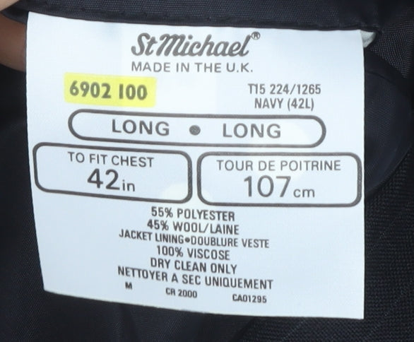 Mens UK Size 42 St Michael Regular Blue Suit Jacket