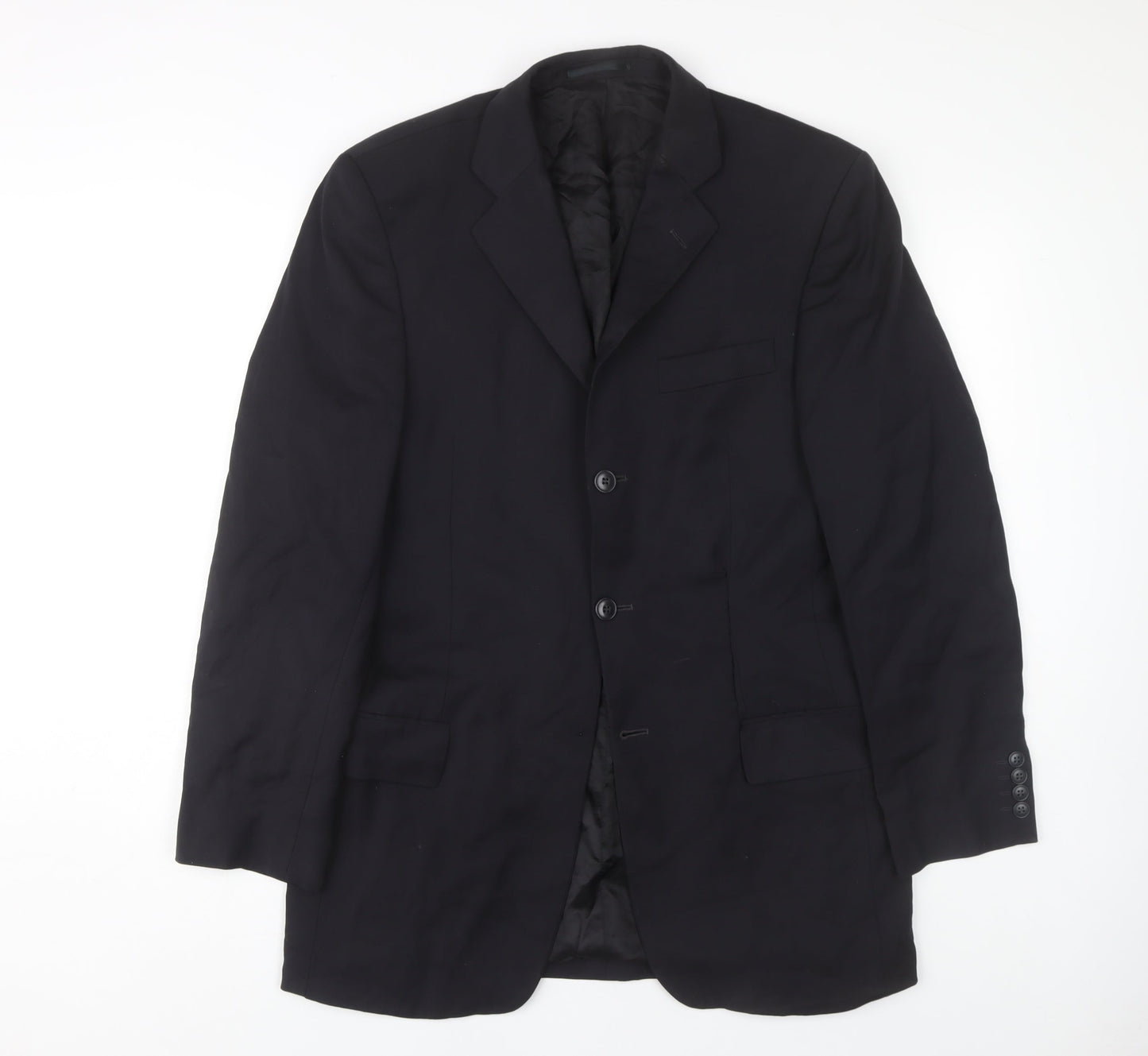Marlane Men's Black Long Suit Jacket, Size 38L