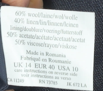 Laura Ashley Women's Blue Blazer Size 14 Wool Blend