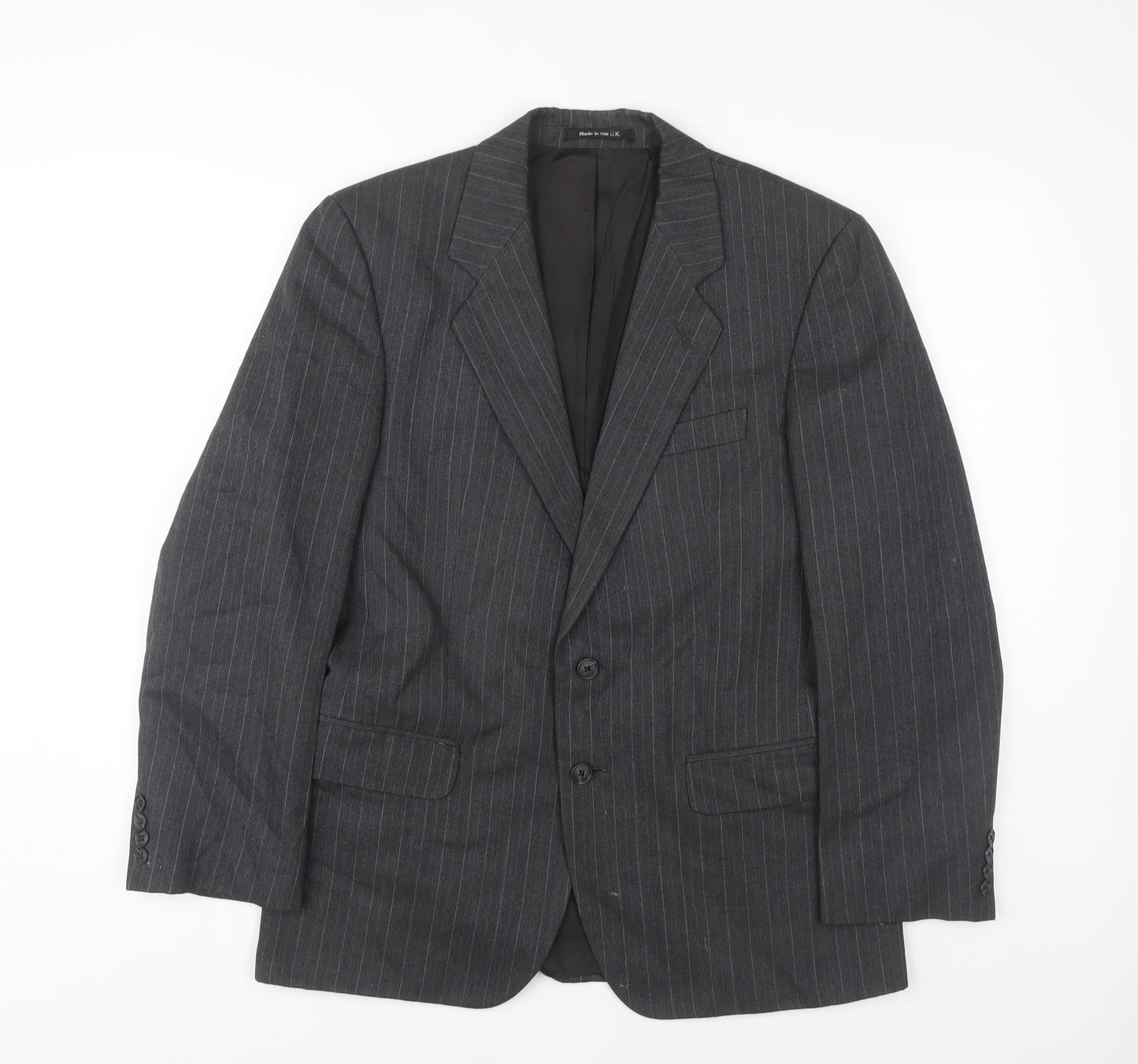 St Michael Men's Grey Striped Suit Jacket 38 Short - Business