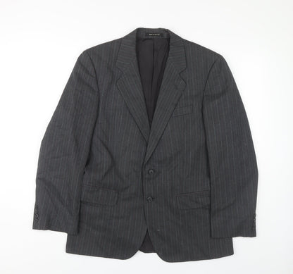 St Michael Men's Grey Striped Suit Jacket 38 Short - Business