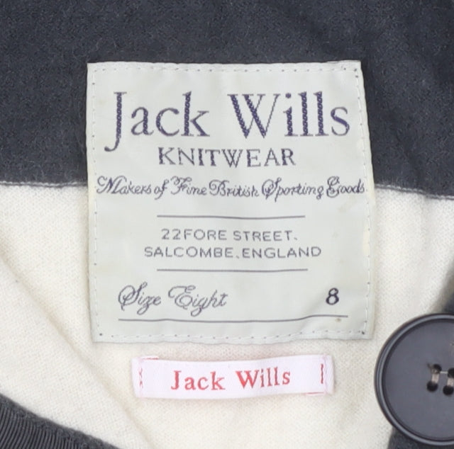 Jack Wills Women's Black Striped Pullover Jumper Size 8