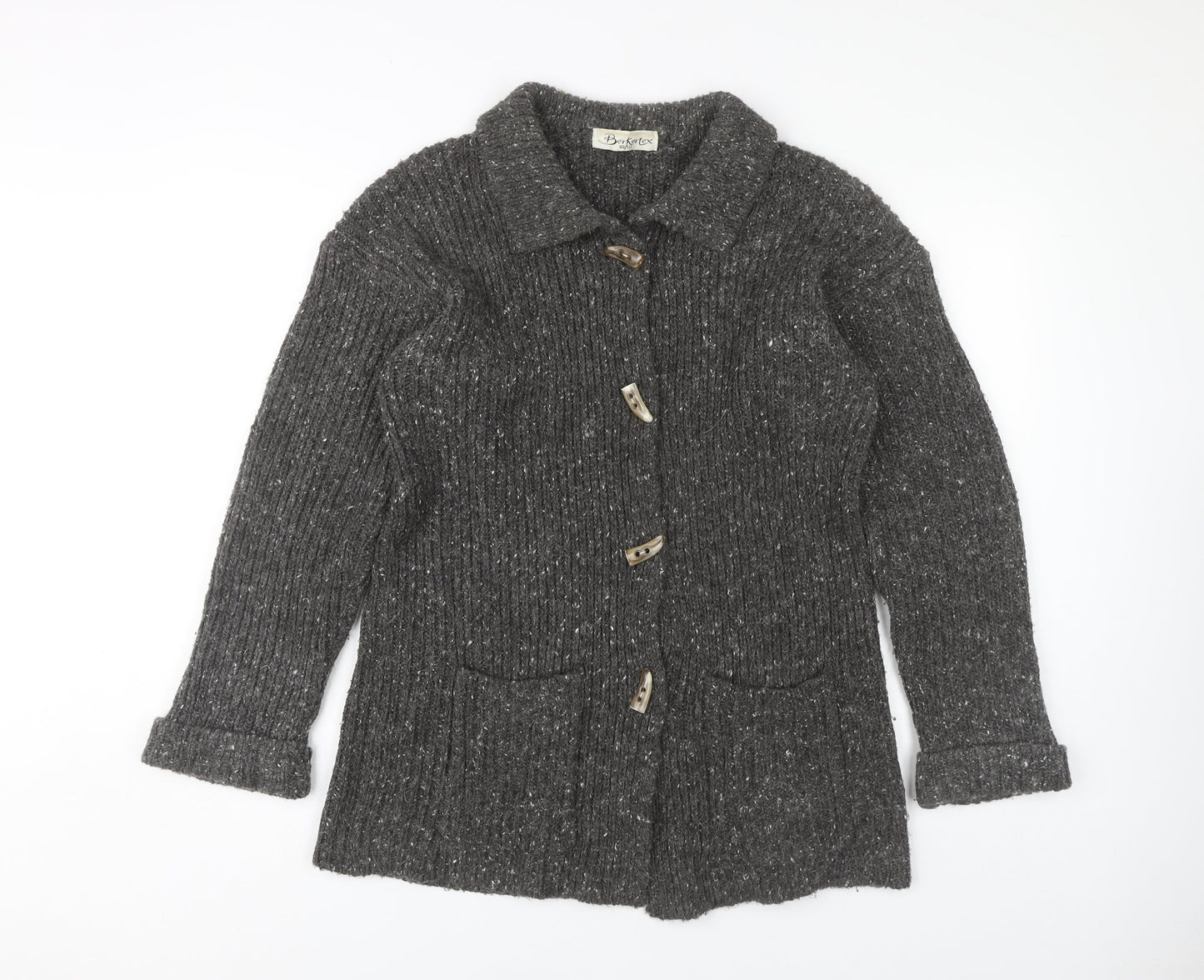 Womens UK Size 10 Berkertex Grey Cardigan Jumper
