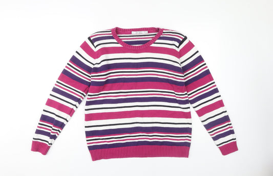 EWM Women's Multicoloured Striped Pullover L