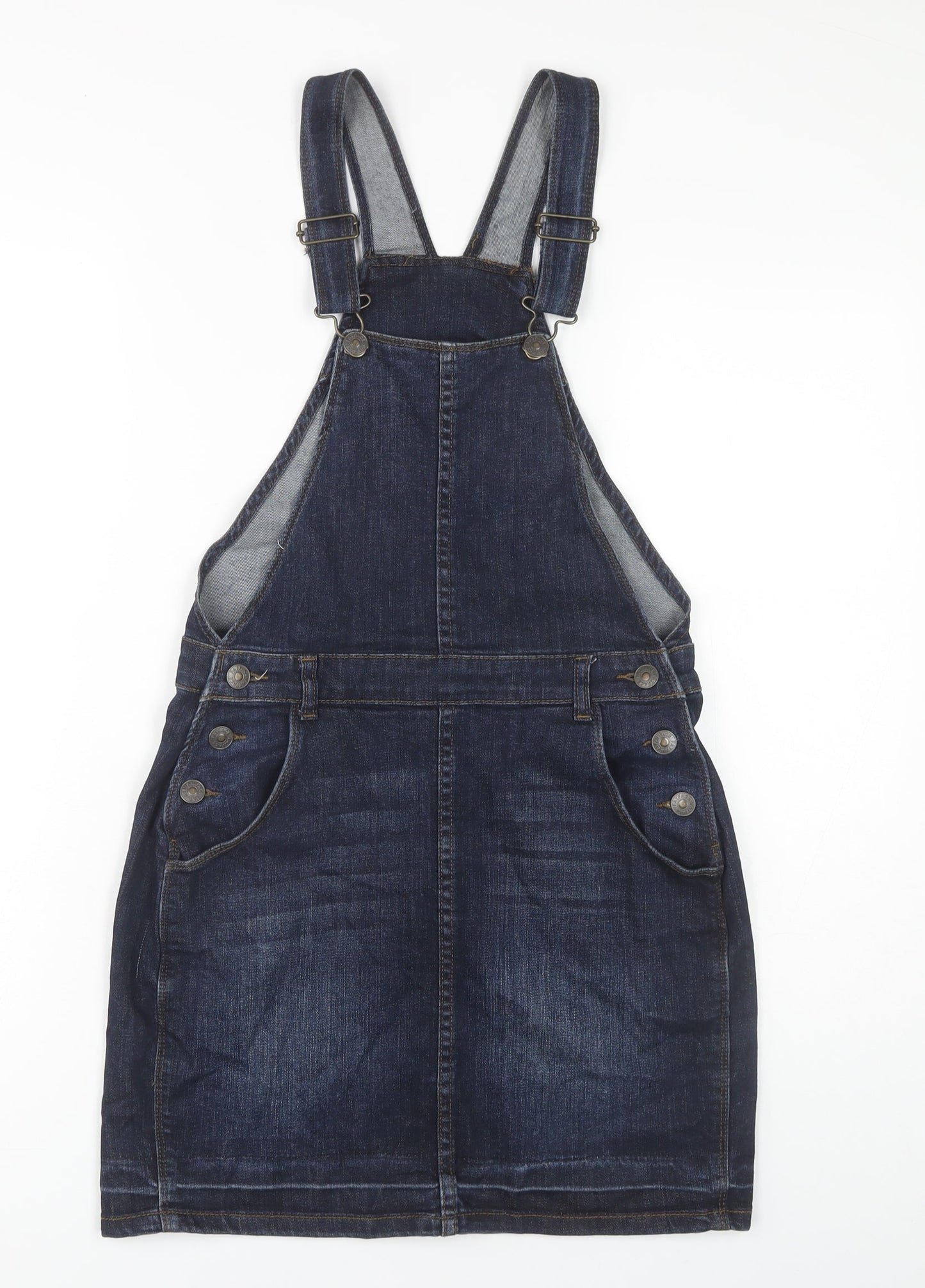 Fat Face Women's Blue Denim Dungaree Dress Size 8