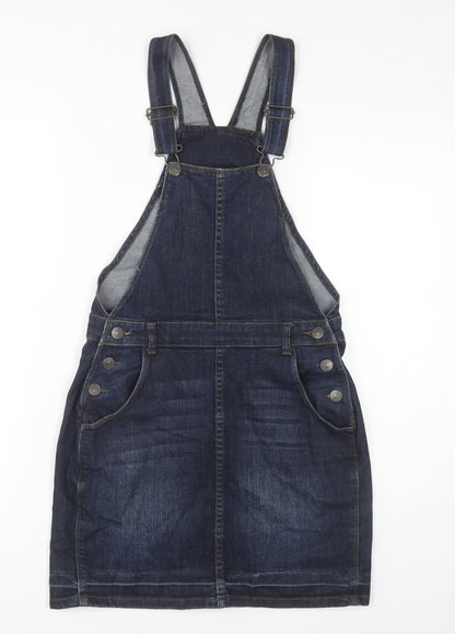 Fat Face Women's Blue Denim Dungaree Dress Size 8