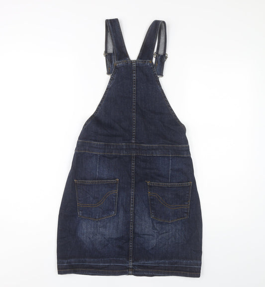Fat Face Women's Blue Denim Dungaree Dress Size 8