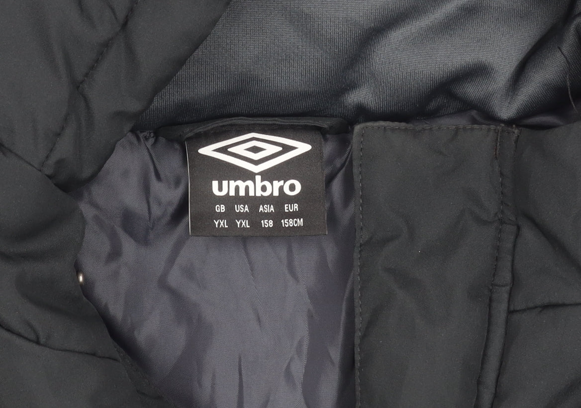 Umbro Boys Black Hooded Puffer Jacket 10 Years Winter