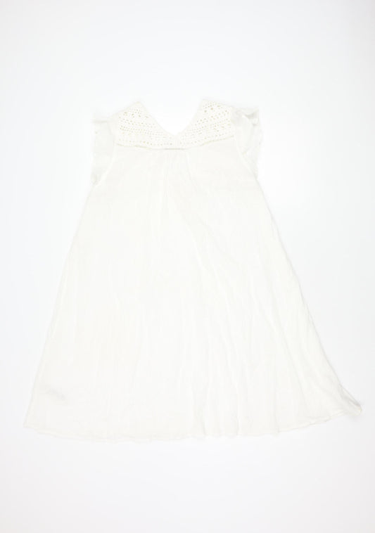 Fat Face Women's White Dress Size 16, Cotton, Regular Fit