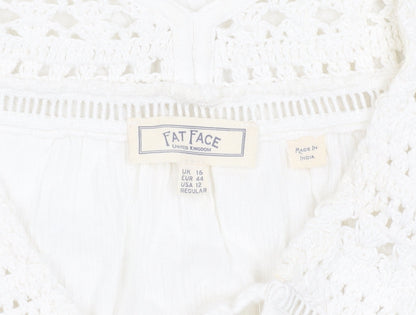 Fat Face Women's White Dress Size 16, Cotton, Regular Fit