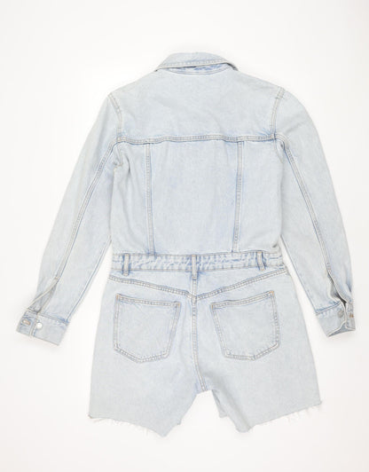 Zara Women's Blue Denim Playsuit, Size 12, Casual