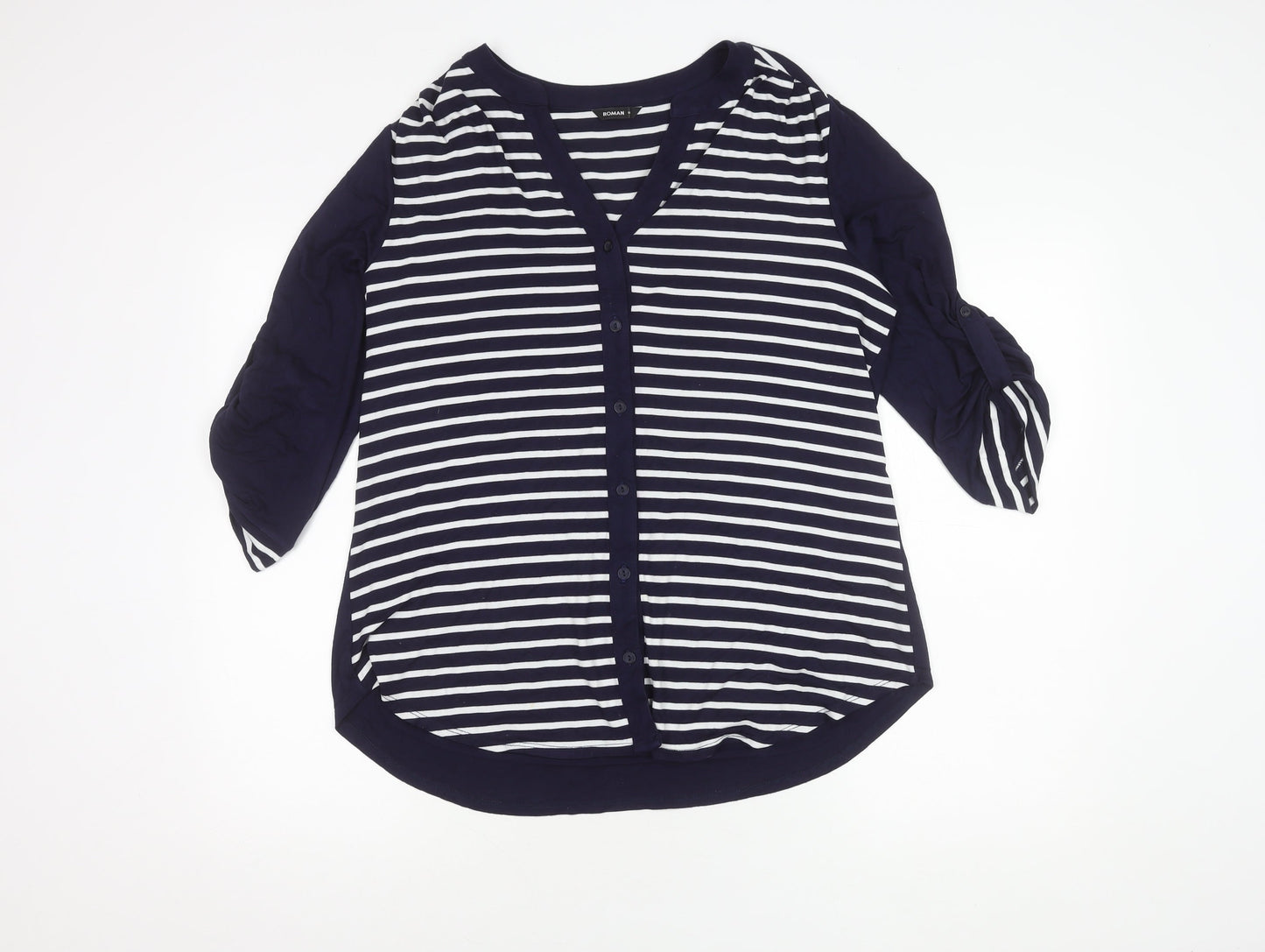 Womens UK Size 14 Roman Blue  Button-Up
