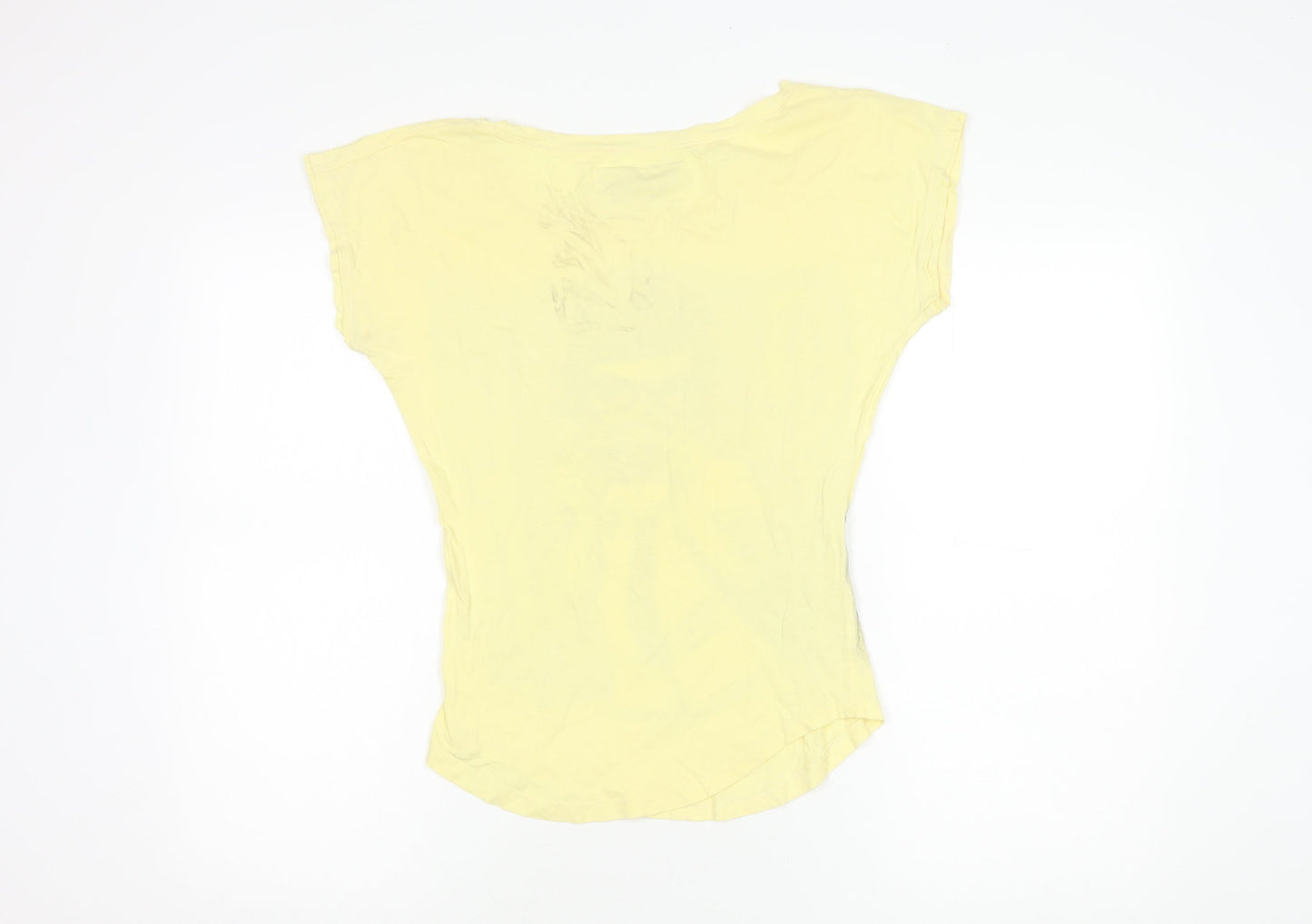 Womens UK Size S Zara Yellow Basic T-Shirt
