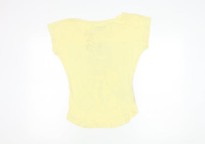 Womens UK Size S Zara Yellow Basic T-Shirt