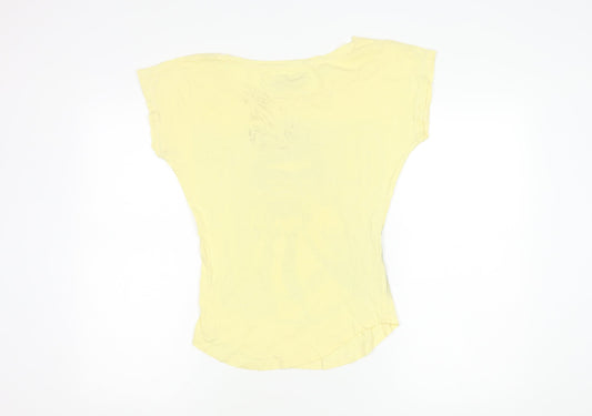 Womens UK Size S Zara Yellow Basic T-Shirt