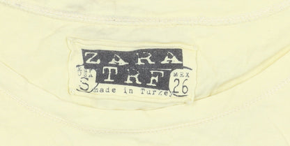 Womens UK Size S Zara Yellow Basic T-Shirt
