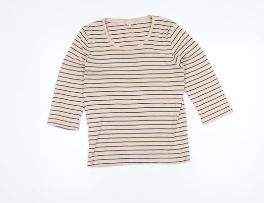 Cotton Traders Women's Pink Striped T-Shirt, Size 10