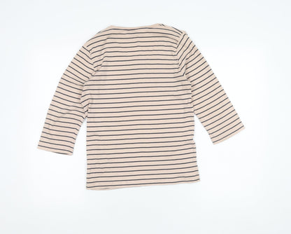 Cotton Traders Women's Pink Striped T-Shirt, Size 10