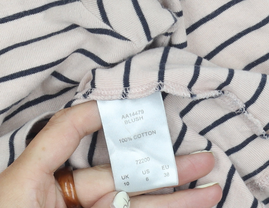 Cotton Traders Women's Pink Striped T-Shirt, Size 10