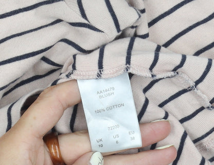 Cotton Traders Women's Pink Striped T-Shirt, Size 10