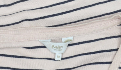 Cotton Traders Women's Pink Striped T-Shirt, Size 10
