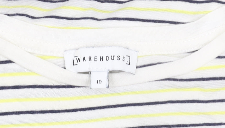 Womens UK Size 10 Warehouse Multicoloured Basic T-Shirt