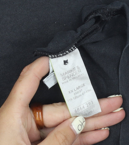 Marks and Spencer Men's Black XX Large Henley T-Shirt