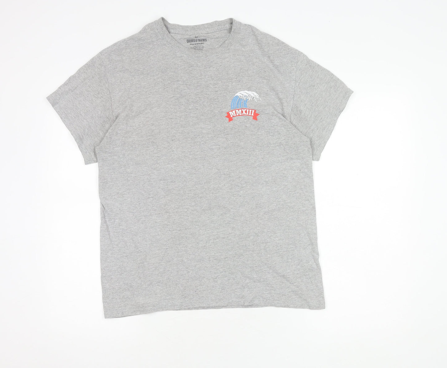 Cheats & Thieves Men's Grey Graphic T-Shirt, Medium