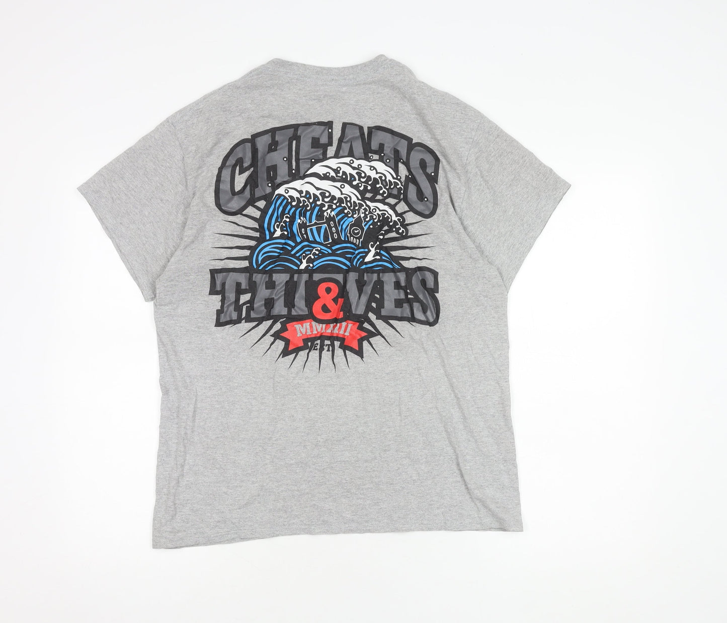 Cheats & Thieves Men's Grey Graphic T-Shirt, Medium