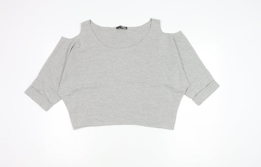 Womens UK Size 14 ASOS Grey Cropped Blouse