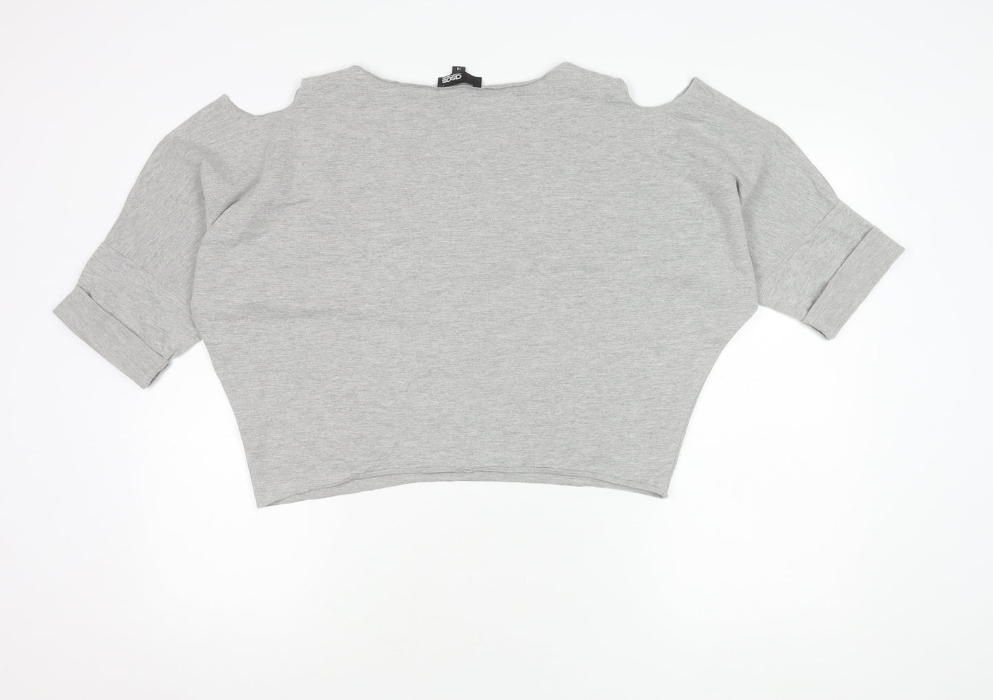 Womens UK Size 14 ASOS Grey Cropped Blouse