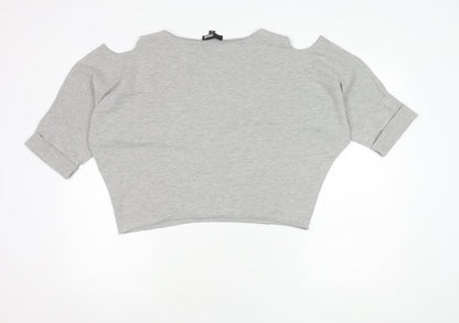 Womens UK Size 14 ASOS Grey Cropped Blouse