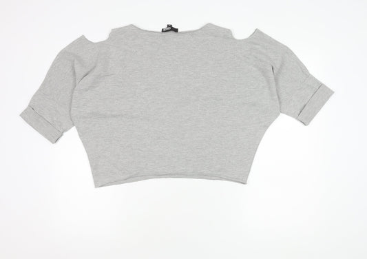 Womens UK Size 14 ASOS Grey Cropped Blouse