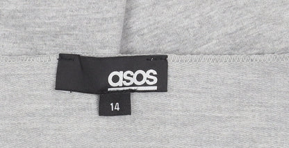 Womens UK Size 14 ASOS Grey Cropped Blouse