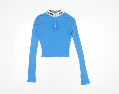 Womens UK Size S Urban Outfitters Blue Cropped T-Shirt