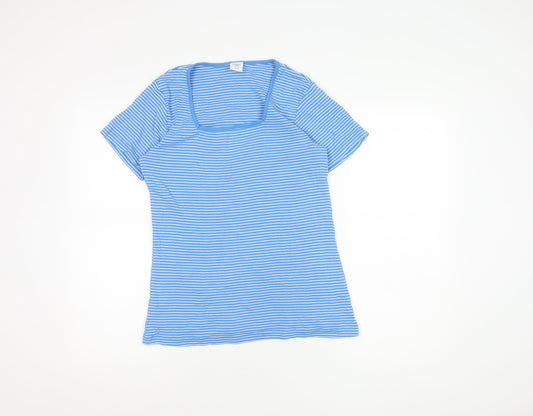 Cotton Traders Women's Blue Striped T-Shirt Size 14