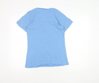 Cotton Traders Women's Blue Striped T-Shirt Size 14