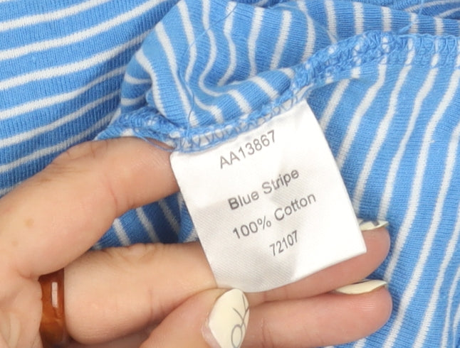 Cotton Traders Women's Blue Striped T-Shirt Size 14