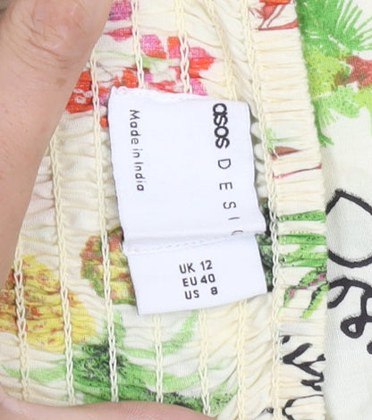 ASOS Women's Strapless Floral Dress Size 12 Multicolour