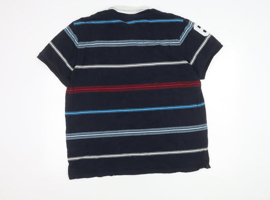 Next Men's Blue Striped Polo, 2XL, Short Sleeve