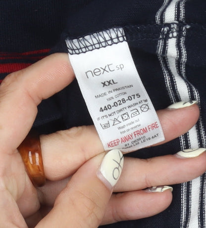 Next Men's Blue Striped Polo, 2XL, Short Sleeve