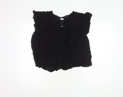 Womens UK Size 14 NEXT Black Cropped Blouse