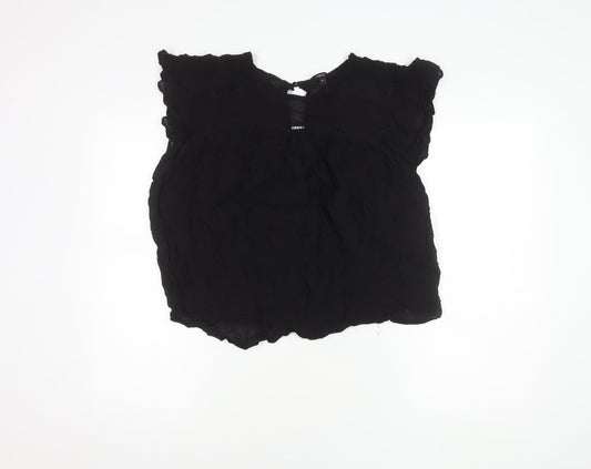 Womens UK Size 14 NEXT Black Cropped Blouse